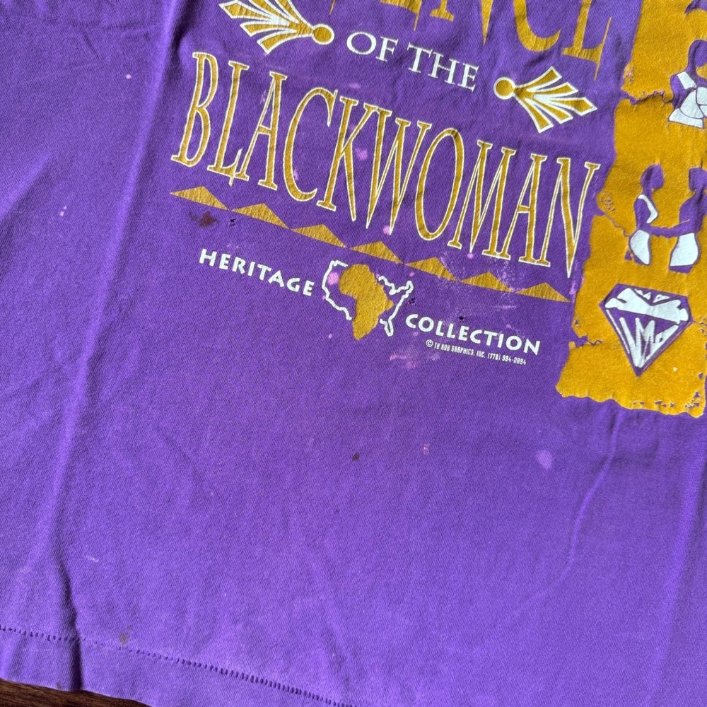 Vintage 90s Black Culture Purple Single Stitched T Shirt Heritage Collection - Picture 6 of 7